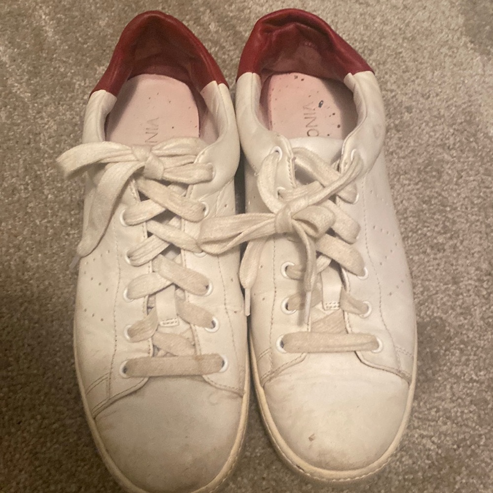 Vince US 8 sneakers / white with burgundy red in back / laces